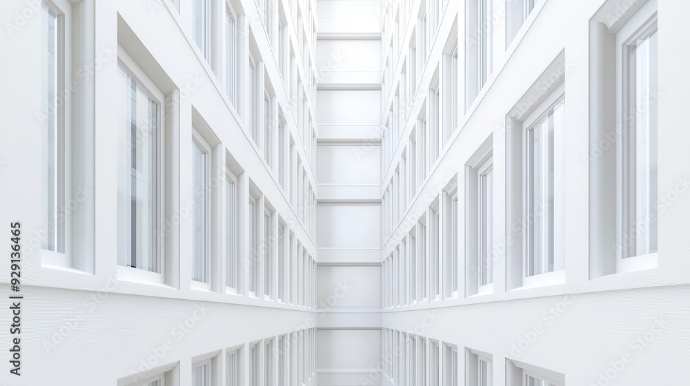 Poster structured architectural elements in a symmetrical layout, sleek and contemporary, ideal for superim