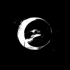 Abstract Grunge Texture of a Planet Eclipse With Brushstroke Effect