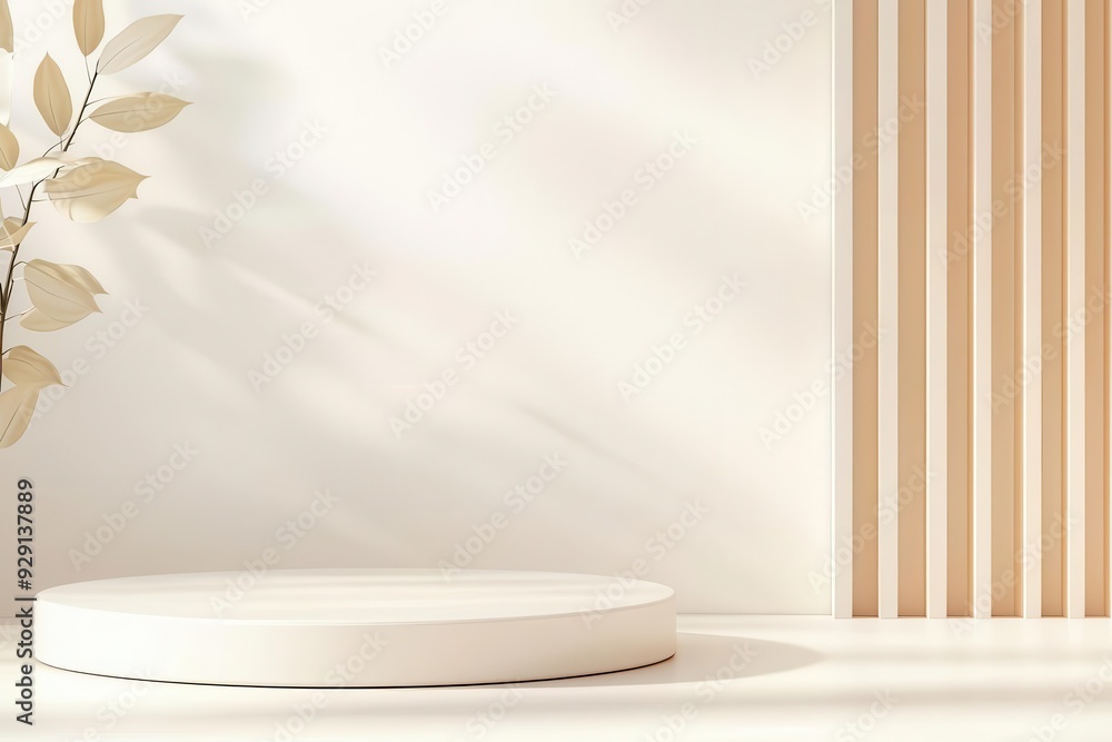 Poster minimalist modern platform with highlighted features, perfect for product display, and plenty of roo