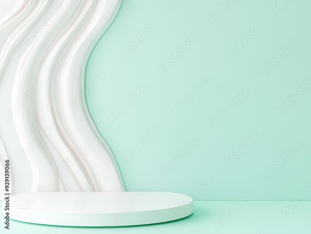 Poster elegant stand with a smooth surface, modern platform design, perfect for product display, ample copy
