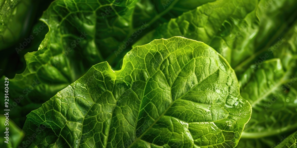 Poster Close up of a crisp green salad leaf