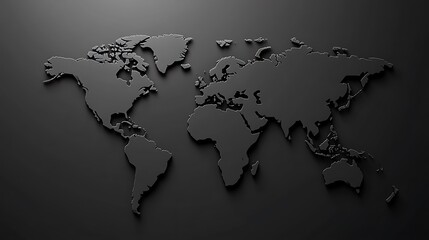 Black 3D map of a world 