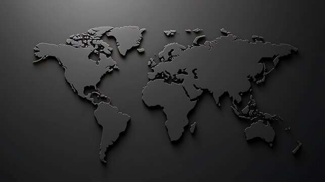 Fototapeta Black 3D map of a world 
