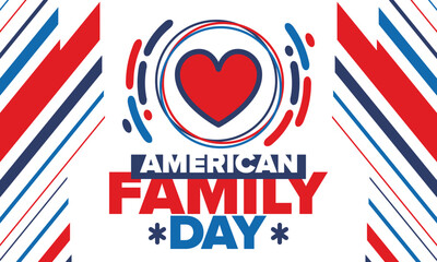 American Family Day. Celebrated annual in August. Happy holiday in United States. Patriotic design. Poster, greeting card, banner and background. Vector illustration