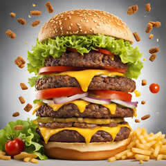 A hamburger with a picture of a hamburger and a picture of a hamburger
