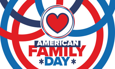 Obraz premium American Family Day. Celebrated annual in August. Happy holiday in United States. Patriotic design. Poster, greeting card, banner and background. Vector illustration