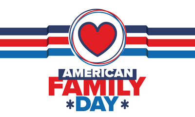 American Family Day. Celebrated annual in August. Happy holiday in United States. Patriotic design. Poster, greeting card, banner and background. Vector illustration