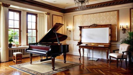 Grand Piano in a Luxurious Interior with Ornate Details