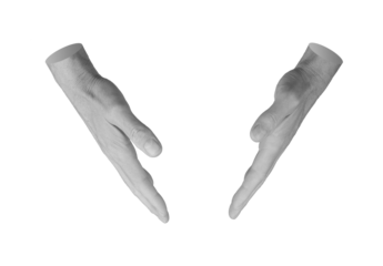 Both hands protection gesture, sign isolated on white background..