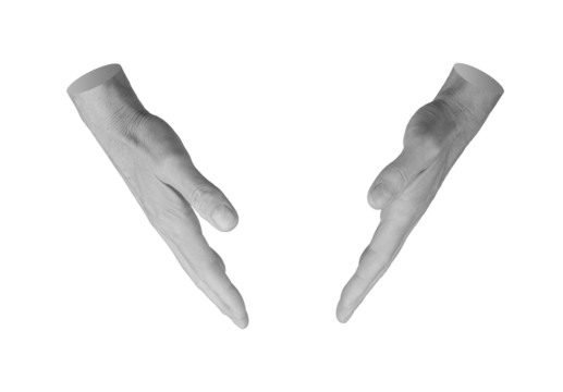 Both hands protection gesture, sign isolated on white background..