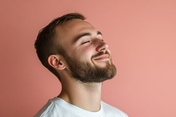 Obraz premium A close up of a man's face with his eyes closed