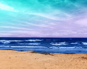Painterly photo of waves on the beach