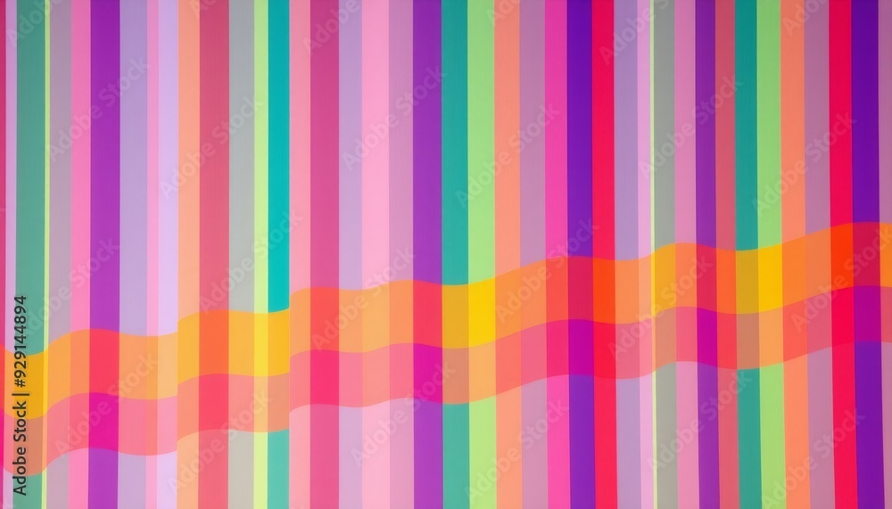 Wall mural alternating wide and narrow rainbow stripes each stripe a different color from red to violet arrange
