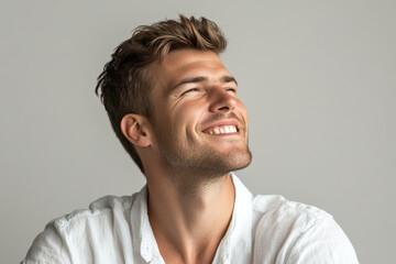 Fototapeta premium A close up of a man's face with his eyes closed