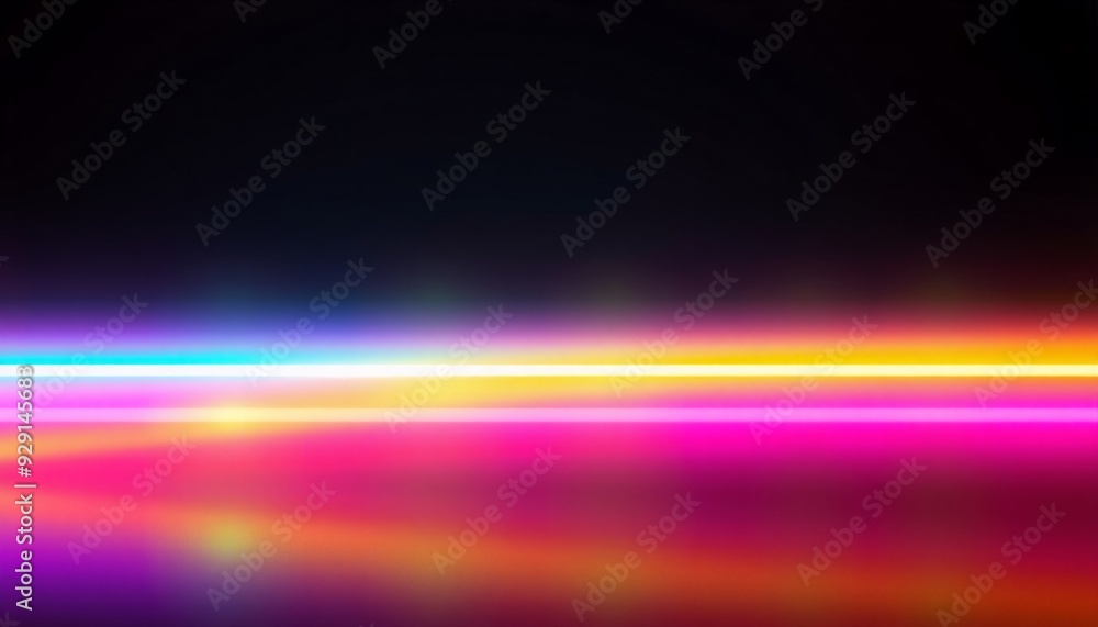 Wall mural rainbow stripes with a neon glow effect each color band from red to violet illuminated with a bright