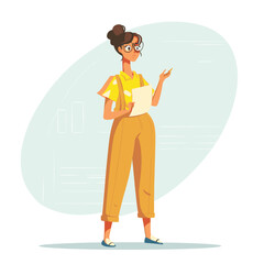 Female teacher character in casual clothes with glasses