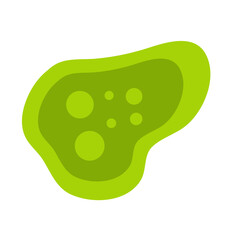 Amoeba cell. Small unicellular animal. Virus and bacteria. Education and science. Flat cartoon illustration