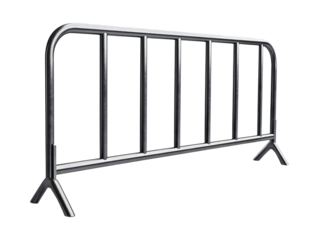 Metal crowd control barrier isolated on transparent or white background