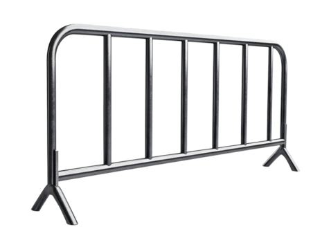 Metal crowd control barrier isolated on transparent or white background