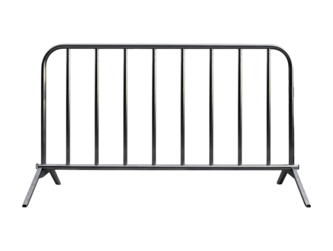 Metal crowd control barrier isolated on transparent or white background