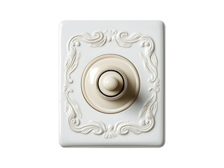Vintage decorative light switch with ornate design isolated on transparent or white background