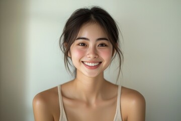 Beautiful young Asian woman smiling and happy created with Generative AI