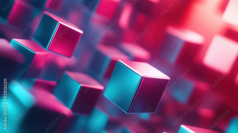 Poster 3d rendering of cube abstract geometric background. technology concept