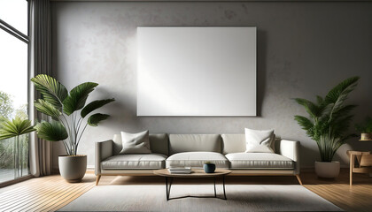 minimalist interior decor setup featuring blank canvas wall providing neutral background creative expression home design inspiration