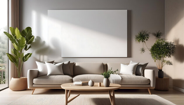 minimalist interior decor setup featuring blank canvas wall providing neutral background creative expression home design inspiration