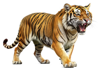 Naklejka premium tiger, agressive, mammal, predator, cutout, transparent, backgrounds, wildlife, animals, cat, stripes