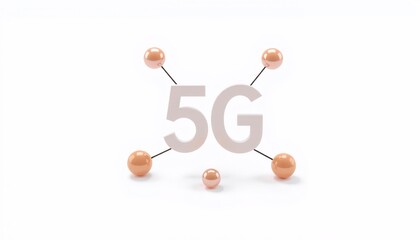 5g logo with connected spheres white background
