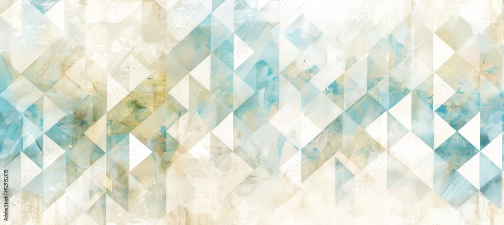Poster Subtle geometric pattern  minimalist overlapping translucent triangles in muted tones