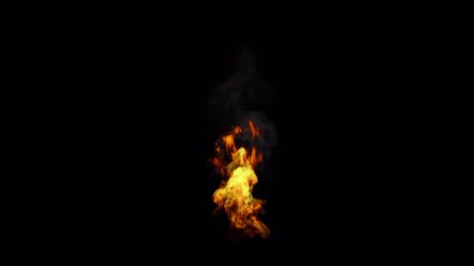 Perfectly looping realistic flames with smoke, frame left, 4k 30p, alpha channel for transparent background