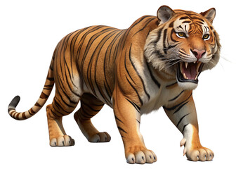 Obraz premium tiger, agressive, mammal, predator, cutout, transparent, backgrounds, wildlife, animals, cat, stripes