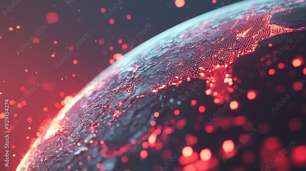 Aufkleber a mesmerizing close-up of a globe illuminated with glowing particles, symbolizing global connectivit