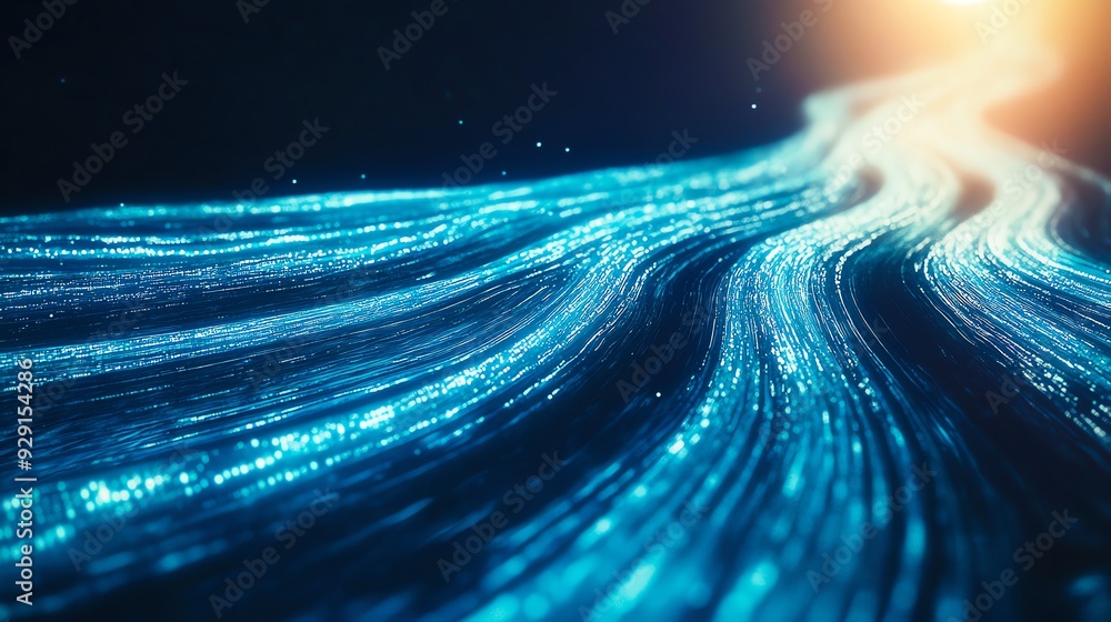 Aufkleber a mesmerizing flow of glowing blue light, creating beautiful patterns resembling a river of energy i