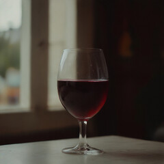 Gourmet Dining Setting with a Premium Wine Glass and Red Wine