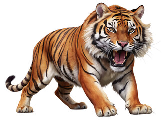 Obraz premium tiger, agressive, mammal, predator, cutout, transparent, backgrounds, wildlife, animals, cat, stripes