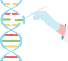 Human genome construction. Dna technology color icon