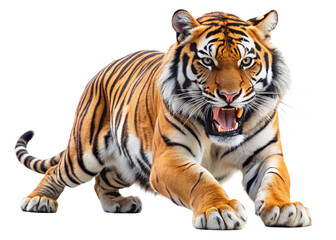 Naklejka premium tiger, agressive, mammal, predator, cutout, transparent, backgrounds, wildlife, animals, cat, stripes
