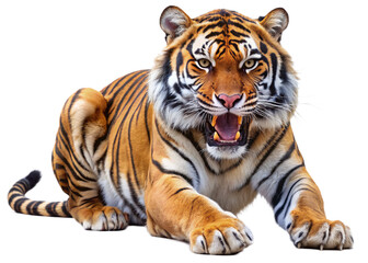 Fototapeta premium tiger, agressive, mammal, predator, cutout, transparent, backgrounds, wildlife, animals, cat, stripes