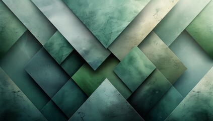 Abstract green background with diagonal lines and geometric shapes, creating an elegant presentation design. The color is a dark teal and has sharp edges for contrast. 