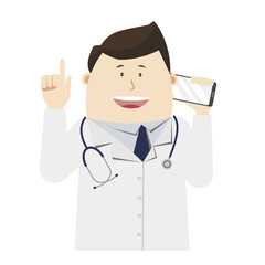 Cartoon images of doctor in various poses. transparency background