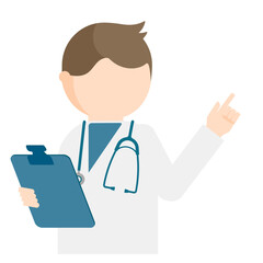 Graphic images of doctor in various poses in flat design. transparency background