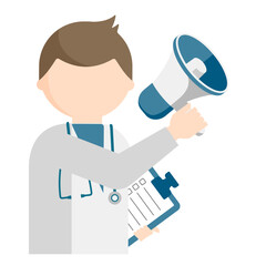 Graphic images of doctor in various poses in flat design. transparency background