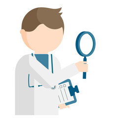 Graphic images of doctor in various poses in flat design. transparency background