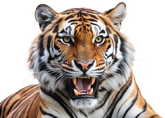 Fototapeta premium tiger, agressive, mammal, predator, cutout, transparent, backgrounds, wildlife, animals, cat, stripes