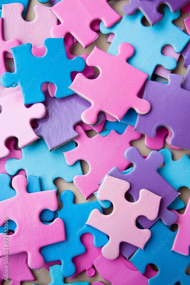 Poster vibrant jigsaw puzzle unity teamwork and collaboration concept in a playful setting