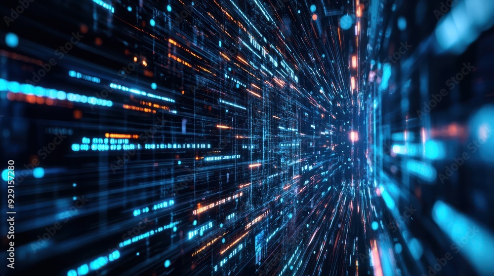 Poster the abstract technology big data concept explores the integration of advanced algorithms and vast in