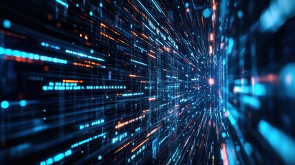 Fototapeta premium The abstract technology big data concept explores the integration of advanced algorithms and vast information for innovation